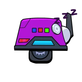 😴 робот, мультфильм, фиолетовый, спящий, андроид, персонаж whatsapp sticker