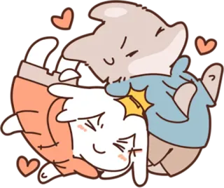 💞 cat, rabbit, animal, cute, heart, love, cartoon whatsapp sticker
