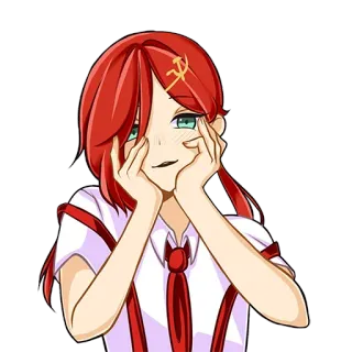 👿 Anime, Fille, Cheveux roux, Communisme, Faucille et marteau, Kawaii whatsapp sticker