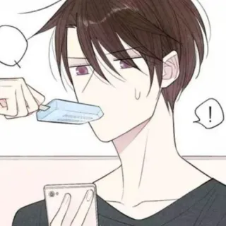 🥞 anime style, eating, ice cream, man, cartoon telegram sticker