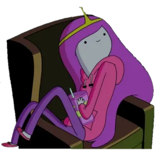 😏 Princess Bubblegum Adventure Time Cartoon, Animation, Prinzessin, Kaugummi, Sitzend, Lässig, Entspannt telegram sticker