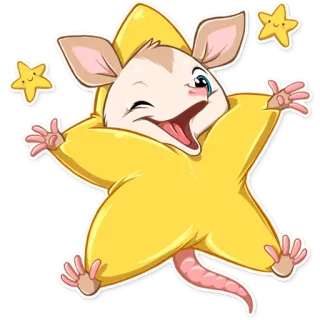 🌟 chuột, ngôi sao, dễ thương, động vật, hoạt hình, vui vẻ telegram sticker