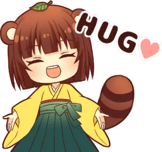 🤗 HUG fofo, anime, kawaii, abraço, feliz telegram sticker