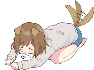 😗 Anime, Telinga anjing, Lucu, Binatang, Anjing, Kartun telegram sticker