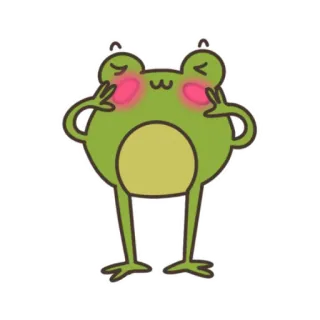 ☺️ лягушка, животное, мультфильм, каваий, милый, румянец telegram sticker