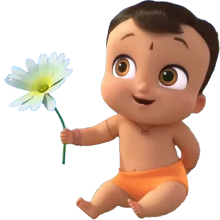 ❤️ Baby Krishna baby, krishna, hindu, flower, cartoon telegram sticker