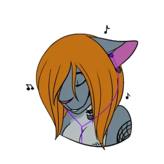 🎧 furry, kat, muziek, koptelefoon, cartoon telegram sticker