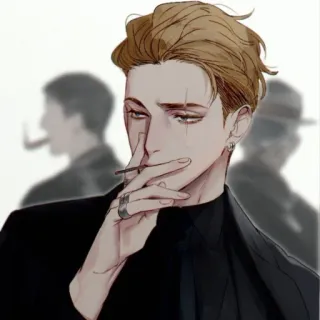 🚬 hombre, personaje, fumando, estilo anime telegram sticker