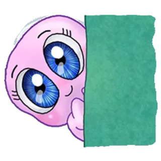 👽 lindo, pegatina, personaje, dibujo animado, rosa, ojos telegram sticker