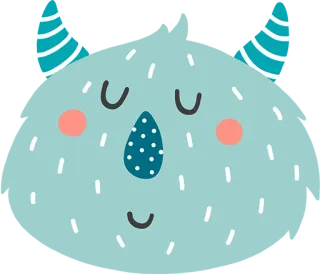 😈 monster, süß, cartoon, freundlich, monstergesicht, skurril, aufkleber whatsapp sticker