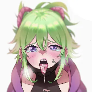 😱 Аниме, Девушка, Язык, Слюни, Фэнтези, Рог telegram sticker