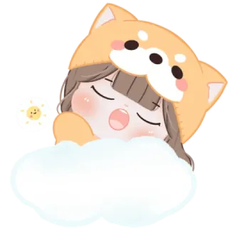 😼 dormindo, nuvem, fofo, menina, cachorro, anime telegram sticker
