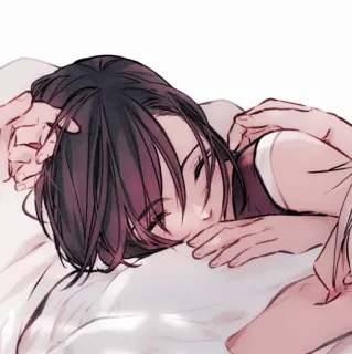 🥢 anime, sleeping, bed, comfort, couple, relationship telegram sticker