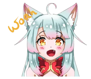🤝 Woah Ragazza anime, Carino/a, Eccitato/a, Adesivo, Cartone animato telegram sticker