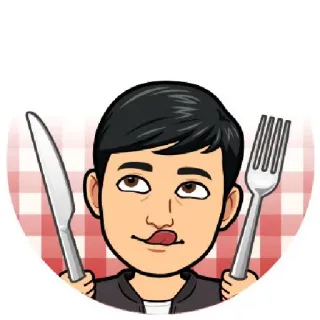 🌝 Bitmoji, Comida, Comiendo, Cuchillo, Tenedor, Dibujo animado, Retrato telegram sticker