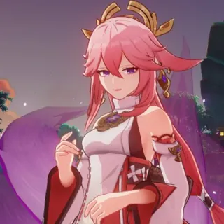 🌸 Yae Miko Genshin Impact Anime, Jeu, Genshin Impact, Yae Miko, Personnage de jeu vidéo, Femme, Renard whatsapp sticker