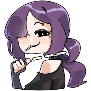 ☺️ kartun, gadis, permen lolipop, rambut ungu, piercing telegram sticker