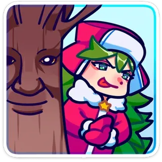 ☺ Аниме, Мультфильм, Рождество, Дерево, Зима, Персонаж, Милый telegram sticker