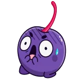 😱 cartone animato, frutta, ciliegia, spaventato, scioccato, espressione telegram sticker