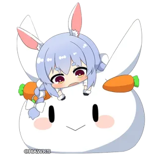 🐰 @HAWKS Anime, Chibi, Coniglio, Kawaii, Coniglio, Carota whatsapp sticker