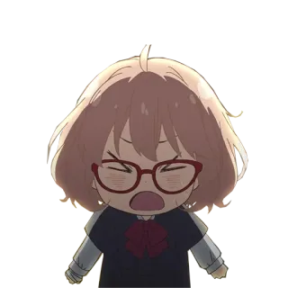😣 anime, cute, angry, glasses, girl whatsapp sticker
