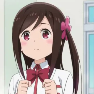 🙁 anime, girl, cute, cartoon, school uniform telegram sticker
