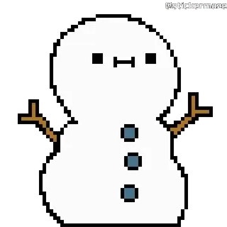 🕯️ sneeuwpop, pixel art, winter, schattig, gepixeld, feestdagen telegram sticker