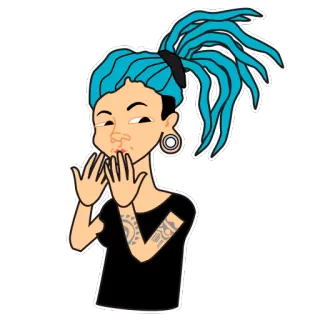 😊 Frau, blaue Haare, Tattoos, Figur, Aufkleber, Person telegram sticker