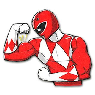 💪 Red Ranger Power Rangers cartoon, superhero, television, hero, red, ranger telegram sticker