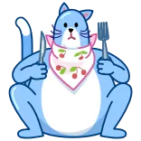 🍽 cat, knife, fork, bib, cartoon, animal telegram sticker
