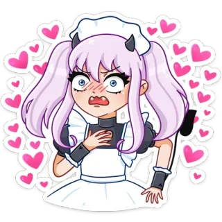 😍 Anime, Maid, Dämon, Süß, Herzen telegram sticker
