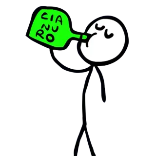 ☠ CIANU RO minum, manusia stik, alkohol, kartun telegram sticker