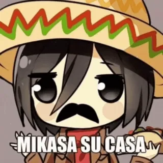 🥸 Mikasa MIKASA SU CASA Anime, Meme, Chibi, Mikasa Ackerman, Sombrero, Taco telegram sticker