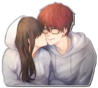 😘 Anime, Casal, Beijo, Amor, Fofo telegram sticker