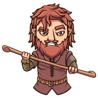 😡 Desenho animado, Homem barbudo, Cajado, Bravo, Ruivo, Fantasia, Adesivo telegram sticker