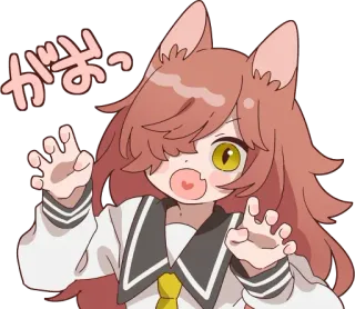 🐺 がぉっ Anime, Lindo, Kawaii, Orejas de animales, Dibujos animados, Manga whatsapp sticker