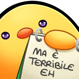 🐤 MA È TERRIBILE EH pollito amarillo, dibujos animados, italiano, texto whatsapp sticker