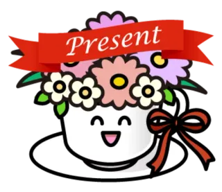 🎁 Present present, flowers, cup, gift, cute, cartoon telegram sticker