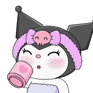 😊 Kuromi kuromi, kawaii, anime, lindo, bebida, sanrio, calavera, dibujos animados telegram sticker