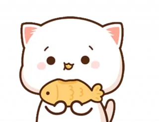 😋 chat, mignon, kawaii, poisson, animal, dessin animé whatsapp sticker
