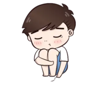 😔 Desenho animado, Triste, Chorando, Menino telegram sticker