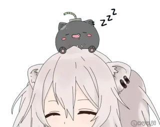 😴 zzz garota anime, dormindo, bomba, kawaii, fofo, desenho animado telegram sticker