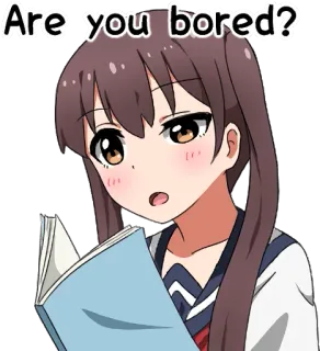 ❓ Are you bored? anime, girl, book, bored, question telegram sticker