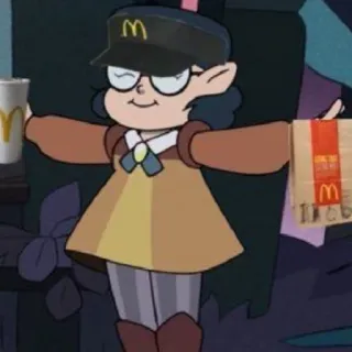 😄 cartoon, character, McDonalds, fast food, hat, glasses, smiling, delivery telegram sticker