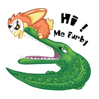 🐊 Furby Hi! Me Furby furby, animal, cartoon, monster, hi, greeting, sticker telegram sticker