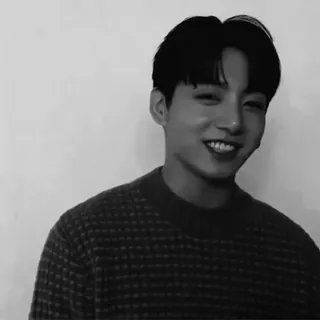 🎯 Jungkook persoon, beroemdheid, zanger, kpop, bts, man, zwart wit, glimlach telegram sticker