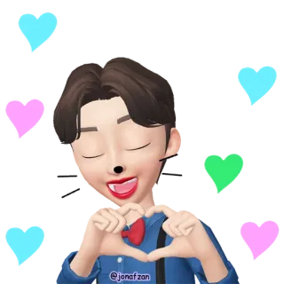 ❤️ @jonafzan corazón, amor, personaje, saludo, lindo telegram sticker