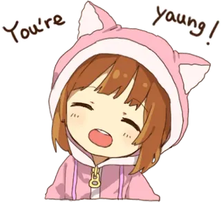 🤣 You're yaung! Аниме, Милый, Девушка, Молодой, Котенок, Худи telegram sticker