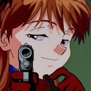 😏 Asuka Evangelion Anime, Chica, Pistola, Apuntando, Asuka, Neon Genesis Evangelion telegram sticker