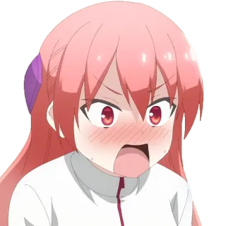 🤬 Anime, Cô gái, Tức giận, Đỏ mặt, Tóc hồng, Biểu cảm telegram sticker